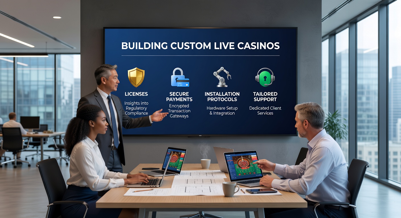 Professionelles Live-Casino-Studio mit Dealern und High-Tech-Equipment während einer Installation