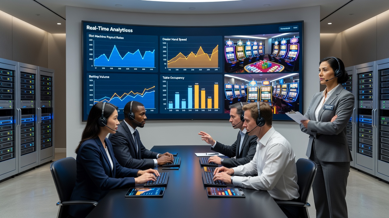 Dashboard-Ansicht mit synchronisierten Echtzeit-Analysen aus Slots und Live-Tischen