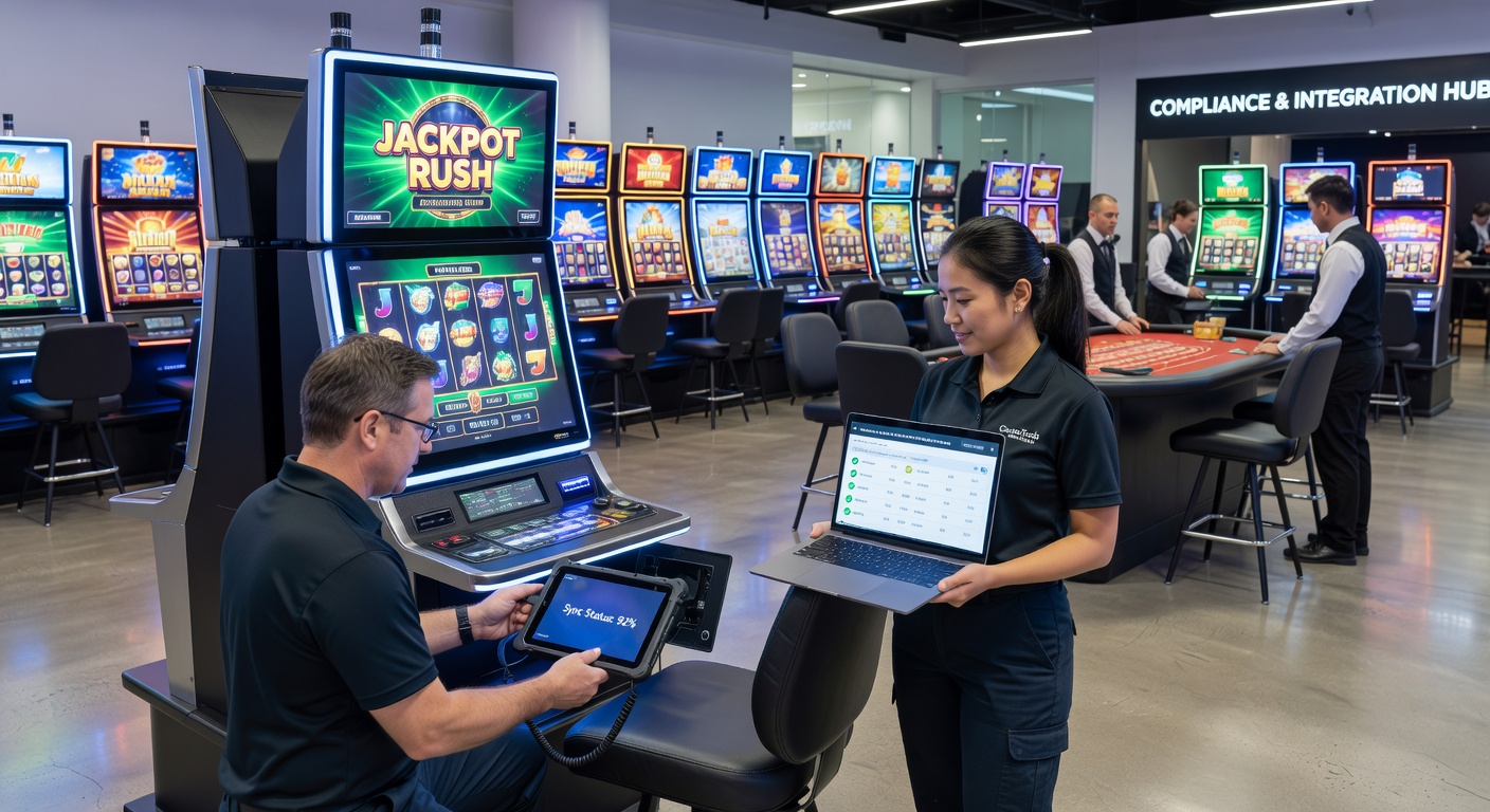 Technische Darstellung der API-Synchronisation zwischen Slots und Live-Tischspielen in einem Casino-System