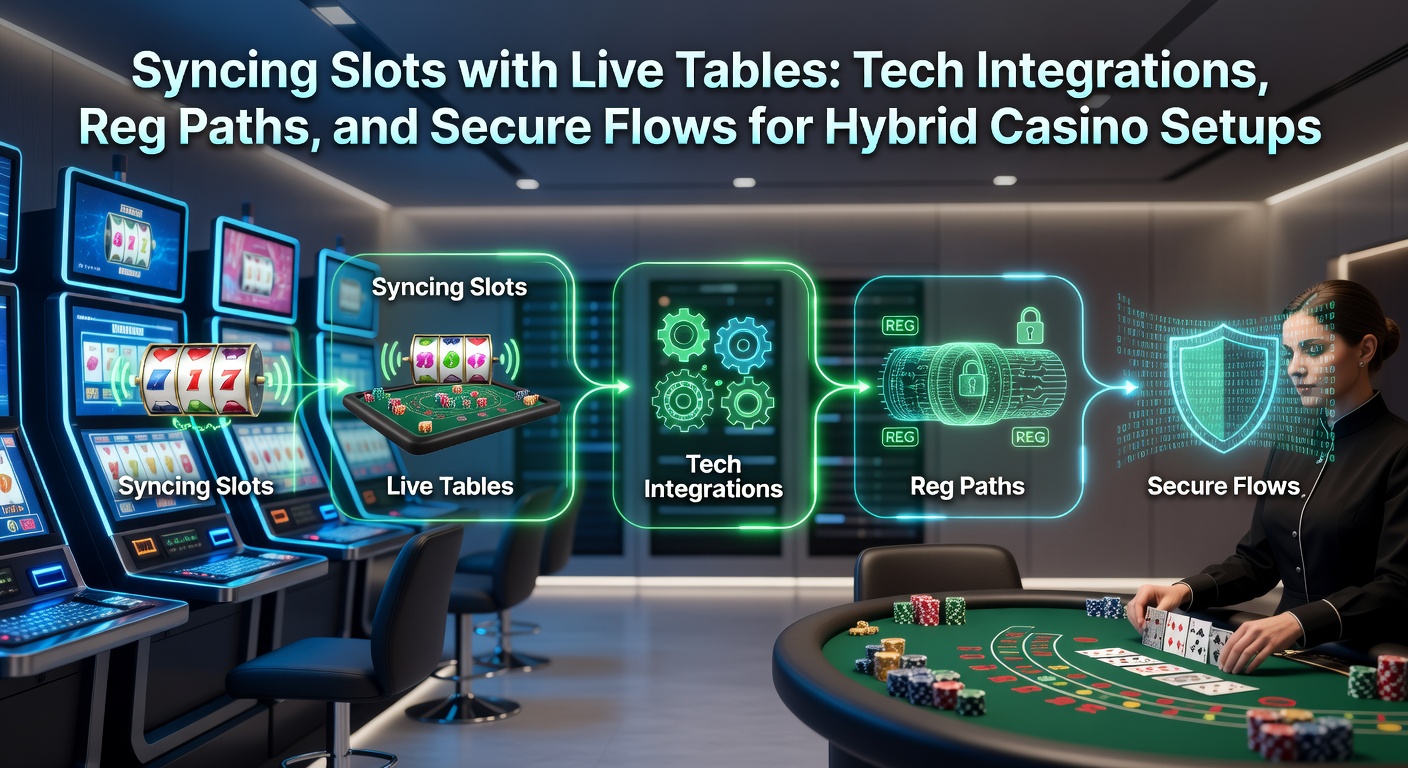 Darstellung einer hybriden Casino-Plattform mit integrierten Slots und Live-Tisch-Streams, die nahtlos synchronisiert werden